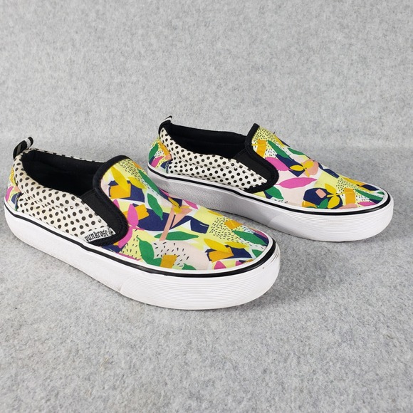 Punkrose Slip On Memory Foam Sneakers Black White Polka Dot Abstract Sole Red - Picture 2 of 15